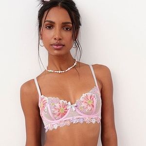 For Love And Lemons Aster Embroidery Underwire Bra Small-DD NEW